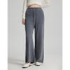 Calça Wide Leg de Lã 100% Macia com Caimento Anti-rugas Calça Reta com Cadarço Afinando o Corpo Calça Casual de Cintura Alta para Mulheres