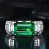 Anel masculino dominante com zircônia de diamante e esmeralda, anel de cor tesouro verde diamante com abertura, fabricantes de anéis masculinos