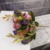 Rosa flor artificial europeu outono cor flor rugas pano rosa buquê decoração de casamento em casa flor falsa cerca arranjo de flores