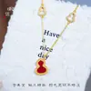 Puzuo Retención de Color Fuerte Oro Brillante 24K Hueco Incrustado con Diamante Collar de Cinco Calabazas Lujo Ligero Nicho Sentido de Alta Gama Cadena para Clavícula Fu Lu