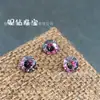 Pendientes Redondos de Zirconia Bicolor Wuzhou con Corazones y Flechas, Color Innovador Degradado, Diamante Suelto para DIY, Piedra Principal
