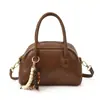 Bolso de Mano Nuevo de Gamuza Otoño e Invierno 2025 para Mujer Bolso Retro tipo Bowling Moderno Simple para el Trabajo Bolso de Hombro Cruzado