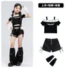 Fantasia de Dança Jazz para Meninas Moda Cropped Ombro Único Conjunto de Roupa de Dança Estilo Streetwear Roupa para Apresentação de 1º de Junho para Meninas