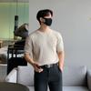 Top de punto grueso trenzado de cuello redondo de verano Camiseta de manga corta Suéter Holgado Estilo Americano Coreano Corea del Sur Dongdaemun
