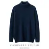Suéter Masculino de Cashmere 100% Espesso 7 Gauge, Gola Alta, Estilo Quente, Cor Sólida, Malha de Manga Longa 2025