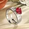 Huayoumei Acessórios de Joalheria Anel Rubi Safira Retangular Design de Nicho Moderno High-End Feminino Atacado