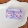 Estuche para lentes de contacto, Estuche para lentes de contacto de dibujos animados lindo, Caja de acompañamiento, Tapa sin giro, Caja de almacenamiento compacta y portátil para el cuidado de la miopía