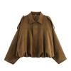 Chaqueta bomber con solapa y textura de ante informal para mujer, estilo europeo y americano, primavera y otoño 2025, 9 colores, venta al por mayor, B88824