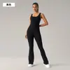 Macacão de Yoga Europeu e Americano Vazado nas Costas com Sensação de Pele Nu, Calças Flare Levanta Bumbum, Macacão Fitness Elástico Justo Dlt006