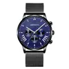 Reloj de Negocios para Hombre Transfronterizo Nuevo Simple Falso Tres Ojos Hebilla Oculta Personalizada Malla Casual Calendario Reloj de Cuarzo