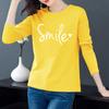Primavera e outono nova manga longa dos desenhos animados camiseta feminina coreana moda simples coringa camisa feminina maré atacado
