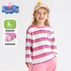 Ropa Infantil Piggy Paige Camiseta de Manga Larga para Niñas Top Rayado de Cuello Redondo para Bebé Niñas Camiseta Básica Infantil Primavera Nuevo