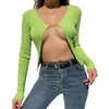 Estilo Europeu e Americano Cool Corrente Listras Verdes Característica Cardigan Feminino Novo Sexy Versátil Millennial Hottie Top Outer