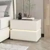 Mesita de Noche Inteligente de Lujo Ligero, Moderna y Sencilla, para Uso Doméstico en el Dormitorio, Gabinete de Mesita de Noche de Madera Maciza, Gabinete de Almacenamiento Multifuncional para Mesita de Noche, Completamente Ensamblado