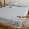 Sábana bajera de algodón puro cepillado, grosor A, una pieza, 100% algodón, color liso, sábana suave para cama, protector de colchón, colcha de punto de algodón