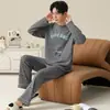 Algodón Puro Conjunto de Pijama de Manga Larga con Dibujos para Hombre Ropa de Casa Talla Grande Pantalones Sueltos Otoño para Hombre Se Puede Usar al Aire Libre