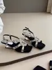Meu Primeiro Encontro com as Sandálias de Salto Cuña Estilo Francês para Mulheres, Apresentando Pedras Strass Deslumbrantes, Bico Quadrado, Calcanhar Aberto e Tiras Cruzadas, São Sapatos Romanos Confortáveis Que Não Cansarão Seus Pés