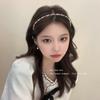 Diadema con lazo de perlas de alta calidad para mujer, diadema con pinza para el cabello de hada Mori de verano, para celebridades de Internet 2022, nueva