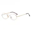 Gafas de lectura casuales y de moda con montura pequeña de alambre dorado, Gafas para presbicia para mujer estilo Pure Lust con luz azul suave, Gafas de lectura para hombre