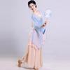 Traje de Danza para Mujer, Top de Gasa para Práctica de Danza China, Atuendo de Actuación con Falda Grande de Gasa en Estilo Antiguo