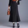 Falda de lana de cola de pez para mujer, nuevo estilo otoño e invierno 2026, de cintura alta, adelgazante, de longitud media, estilo Chanel, ajustada, falda de dobladillo ancho, moderna