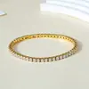 Nuevo brazalete de tenis de circón de una sola fila, taladro completo de 3 mm, brazalete de acero de titanio para mujeres europeas y americanas, no se decolora, de alta calidad, fino