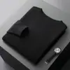 Suéter de Lana para Hombre con Cuello Semi Alto, Engrosado para Otoño e Invierno, Suéter Cálido para Personas de Mediana Edad y Mayores, Color Sólido, Tejido de Cuello Medio, Camiseta Base