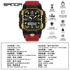 Reloj Electrónico Marca Sanda para Estudiantes, Multifuncional Creativo Cuadrado de Tres Zonas Horarias con Cronómetro, Luminoso, Resistente al Agua, Pantalla Dual