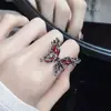 Anel Borboleta Vermelha para Mulheres, Design de Nicho Estilo Ins, Anel Aberto Ajustável, Anel Personalizado para Dedo Indicador, Anel de Dedo do Pé, Acessório de Mão
