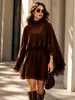 Vestido tipo capa con volantes de estilo elegante, nuevo para primavera/verano, transfronterizo europeo y americano, con camisola interior de moda