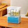 Caja de medicina pequeña con tapa abatible, caja de almacenamiento rectangular apilable portátil con tapa, almacenamiento transparente, caja de subembalaje para medicamentos