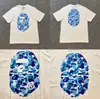 Camiseta unisex de manga curta da marca tendência BAPE, co-branded com design de camuflagem de cabeça de macaco, caimento solto de alta qualidade