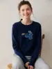 Suéter de Punto de Cachemira con Cuello Redondo, Jacquard de Arándanos, Holgado y Suave, Suéter Cálido para Capa Base, Nuevo Otoño e Invierno 2026