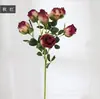 Un Ramo de 7 Rosas Artificiales con Bordes Quemados, Flores de Seda para Mesa de Comedor y Decoración de Sala de Estar, Rosas para Decoración del Hogar