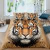Juego de ropa de cama con estampado digital 3D de animales, funda de edredón de tres piezas con estampado de tigre y rosa de Amazon transfronterizo, venta al por mayor