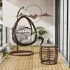 Silla Cesta Colgante Columpio de Interior Silla Colgante de Balcón Hamaca de Ocio Columpio Doble Cesta Colgante de Patio Silla de Ratán