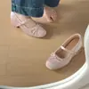 Zapatos de Salón Planos Pequeños Estilo Fragancia Fresca Nueva Primavera para Mujer Rosa con Plataforma para Falda Ropa Exterior Boca Baja Mary Janes