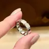 Anillo Cuadrado Brillante Cepillado S925 Plata Esterlina Empalme Brillante Moda Elegante Simple Versátil Anillo Envío Directo