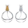 Botella de Vidrio Redonda Plana de 30ml 50ml con Tapa de Rosca Botella con Atomizador Botella de Vidrio para Perfume Botella de Recarga de Perfume Tapa Acrílica Forma Redonda