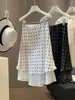 Saia Elegante de Acetato Cetim com Bolinhas para Mulheres, Novo Estilo de Verão, Cintura Alta, Linha A Emagrecedora, Justa ao Corpo, Comprimento Médio