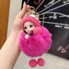 Nova Boneca Fofa de Pelúcia Imitação de Coelho Rex Olhos Grandes Laço Celebrante Cibernético Boneca de Dormir Chaveiro Pingente de Bolsa Acessórios