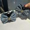 Design de nicho Lantejoulas Lavado Denim Bow Hairpin Doce Cool Estilo Clipe Shark Clip Moda All-match Acessórios para o cabelo Mulheres