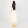 Naranja Infantil # Elegante Vestido Midi de Tirantes Finos con Adorno de Encaje para Mujer, Ceñido a la Cintura, Adelgazante, Corte Relajado, Versátil