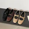 Sapatos Mary Jane Planos Estilo Retrô Francês para Mulheres, Novo Modelo Verão 2026, Bico Redondo de Tira Única, Sapatos Gentis para a Noite