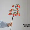 Flor Artificial Fruta Caqui Dourado Luminoso Mármore Balde de Ano Novo Decoração Fruta da Fortuna Arranjo de Flores Decoração de Casamento Flor Falsa