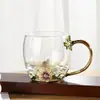 Tazas de Esmalte al por Mayor del Fabricante, Nuevo Estilo para Mujeres, Tazas de Té con Flores de Alto Valor para el Hogar, Vasos de Agua Exquisitos de Oficina de Gama Alta
