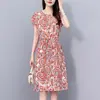 Vestido de verano nuevo con estampado de moda de manga corta, ropa de talla grande para mujeres rellenitas, fresco y elegante