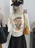 KEKEZOON Bonito Estampado de Cachorro Cuello Alto Ajustado Terciopelo Andy Manga Tres Cuartos Top de Punto 8974
