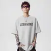 Camiseta de Manga Curta com Bordado de Letras em Algodão Puro Estilo Americano para Homens e Mulheres, Nova Marca Tendência de Verão, Caimento Solto, Camiseta Casual Versátil de Meia-Manga