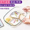 Bandeja para Hornear de Horno de Microondas, Bandeja Especial para Hornear de Vidrio de Borosilicato Alto, Plato Doméstico Resistente al Calor para Cocinar Pescado al Vapor en Horno de Microondas con Tapa